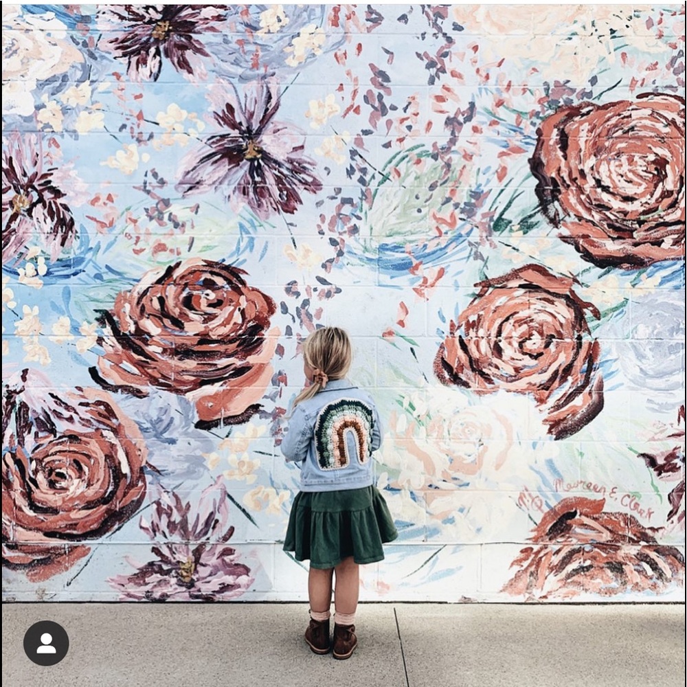 Mama Made Minis Crochet Rainbow Denim Jacket